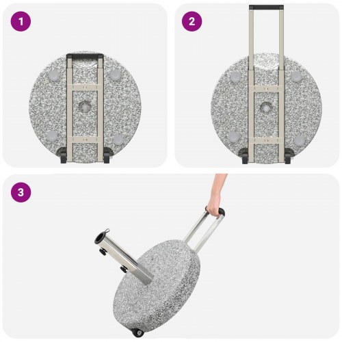 Parasolfod med hjul Grå Granit 29 kg Rund