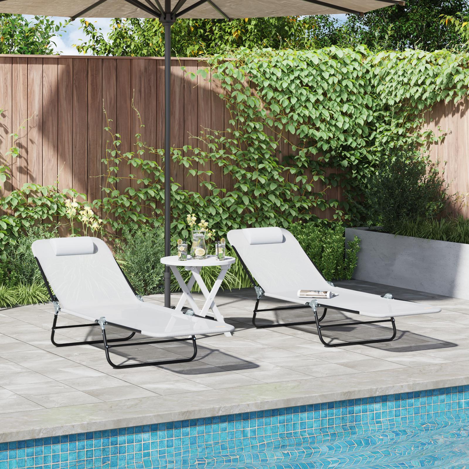 Foldestol 2-person 2 stk Creme 182 x 55 x 85.5cm Textilene