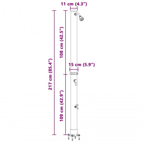 Udendørs Solbruser med Vandhane 217 cm 20 L