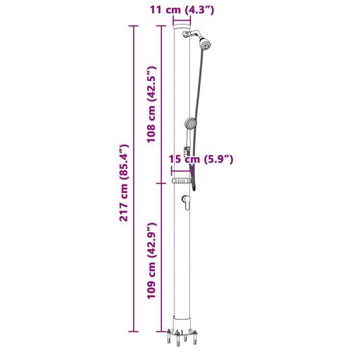 Udendørs Solbruser med håndholdt bruserhoved 217 cm 20 L