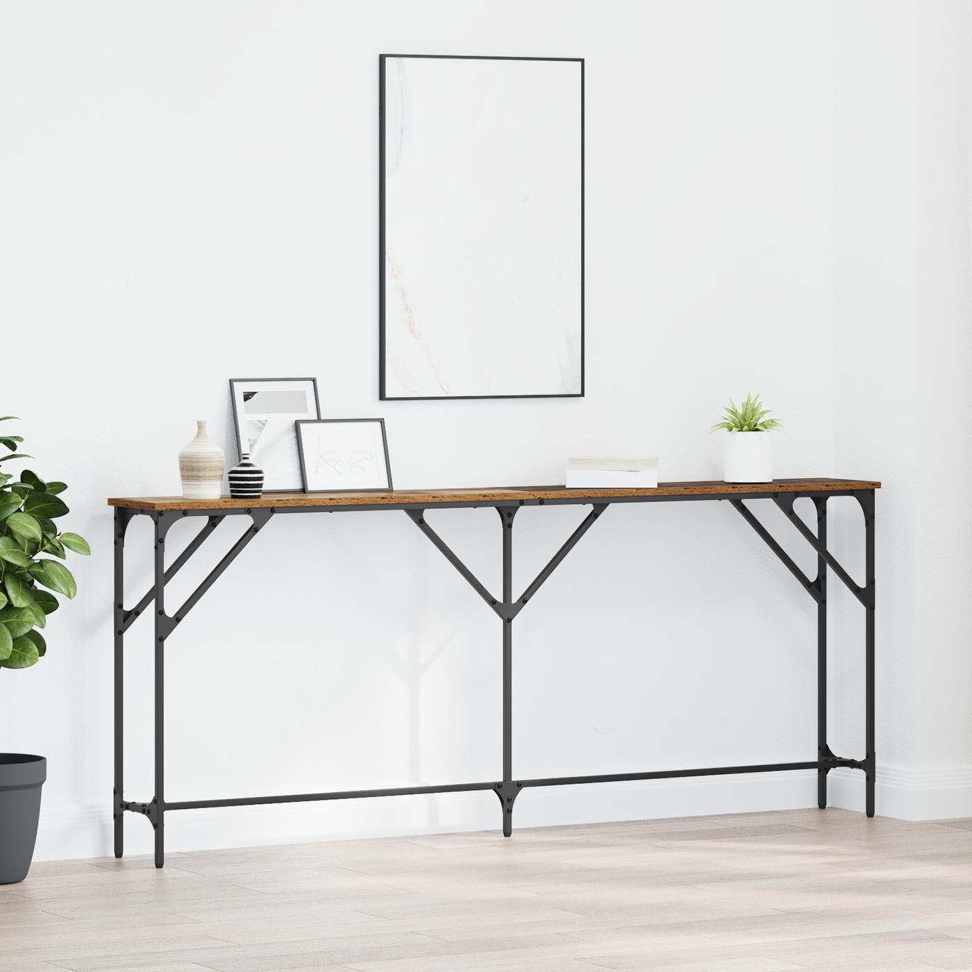 Konsolbord Gammelt træ 180 x 23 x 75 cm Laminat træ og metal