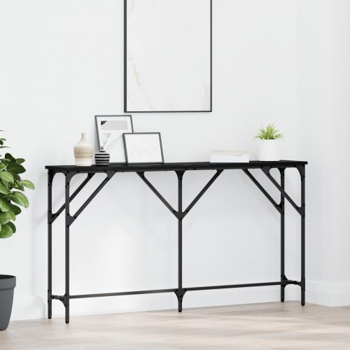 Konsolbord Sort egetræ 140x23x75 cm Ingeniørtræ
