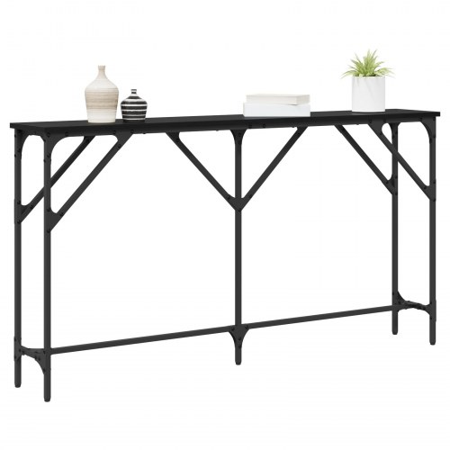 Konsolbord Sort egetræ 140x23x75 cm Ingeniørtræ