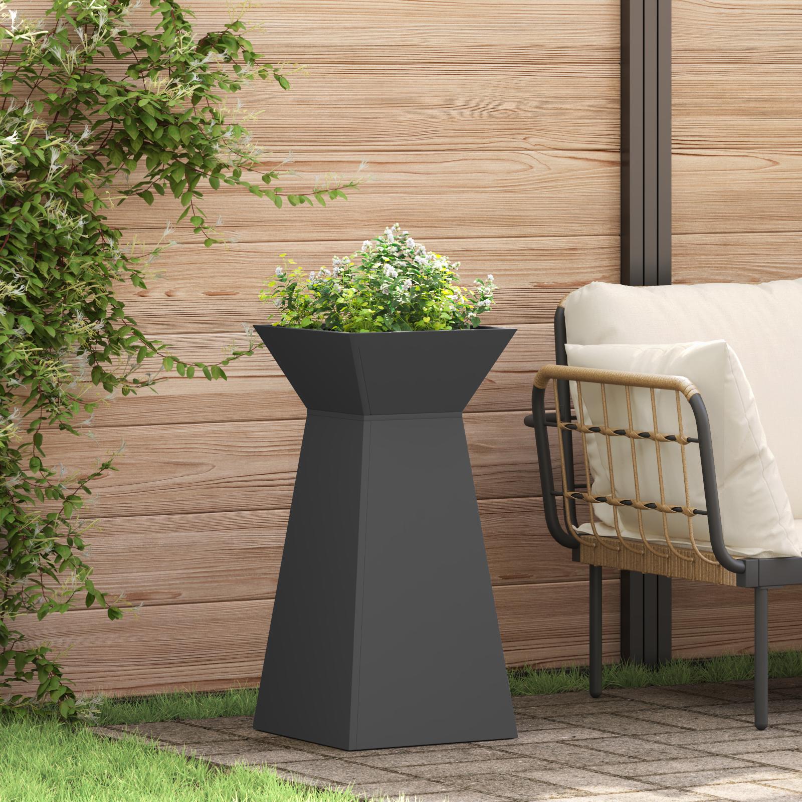 Søjle Plantekasse 2 stk Sort 35 x 35 x 73 cm Stål