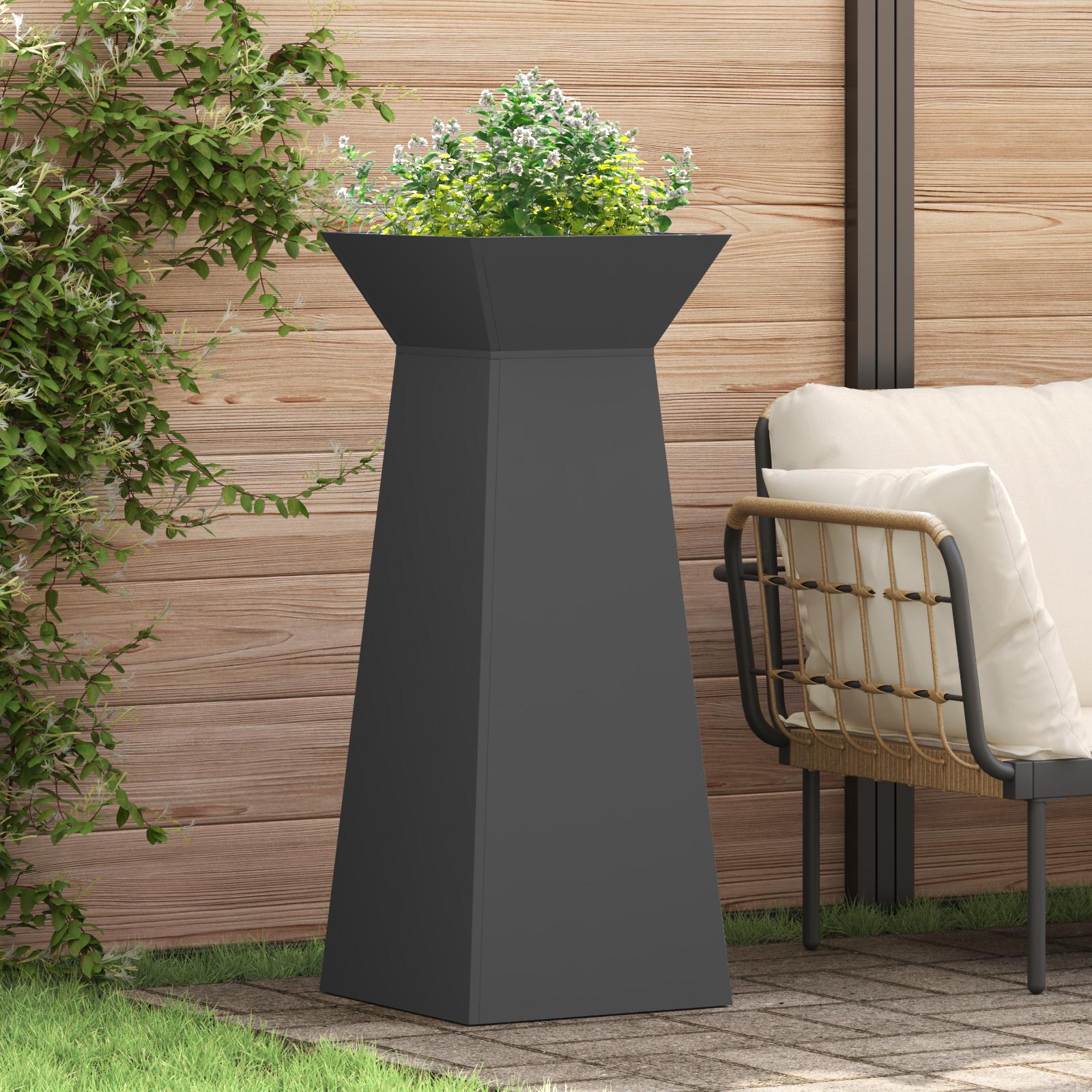 Søjle Plantekasse Sort 40 x 40 x 100 cm Stål