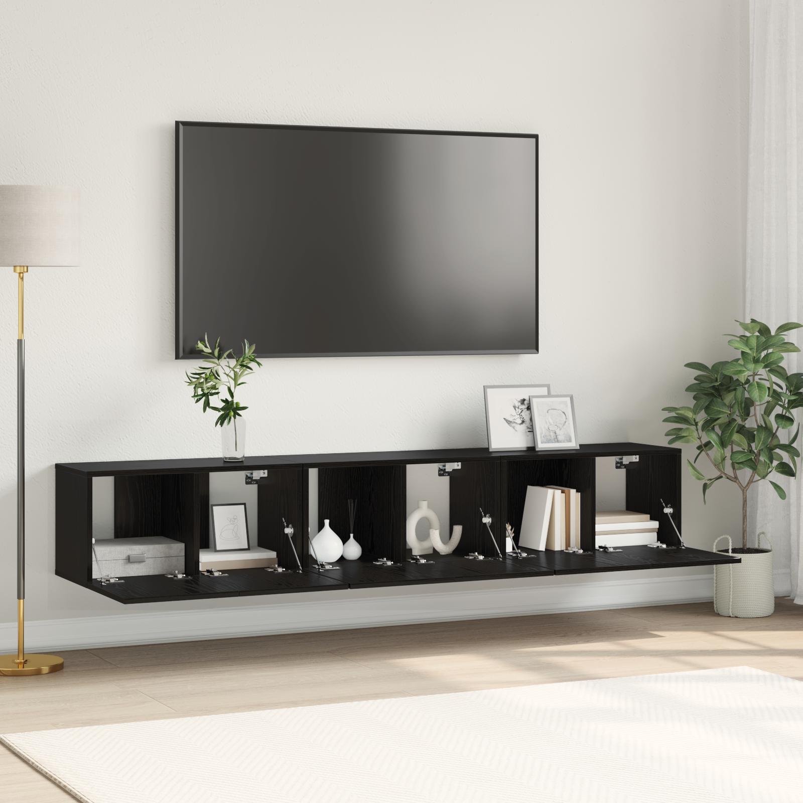 TV-skab 3 stk Sort 60 x 30 x 30 cm Konstrueret træ