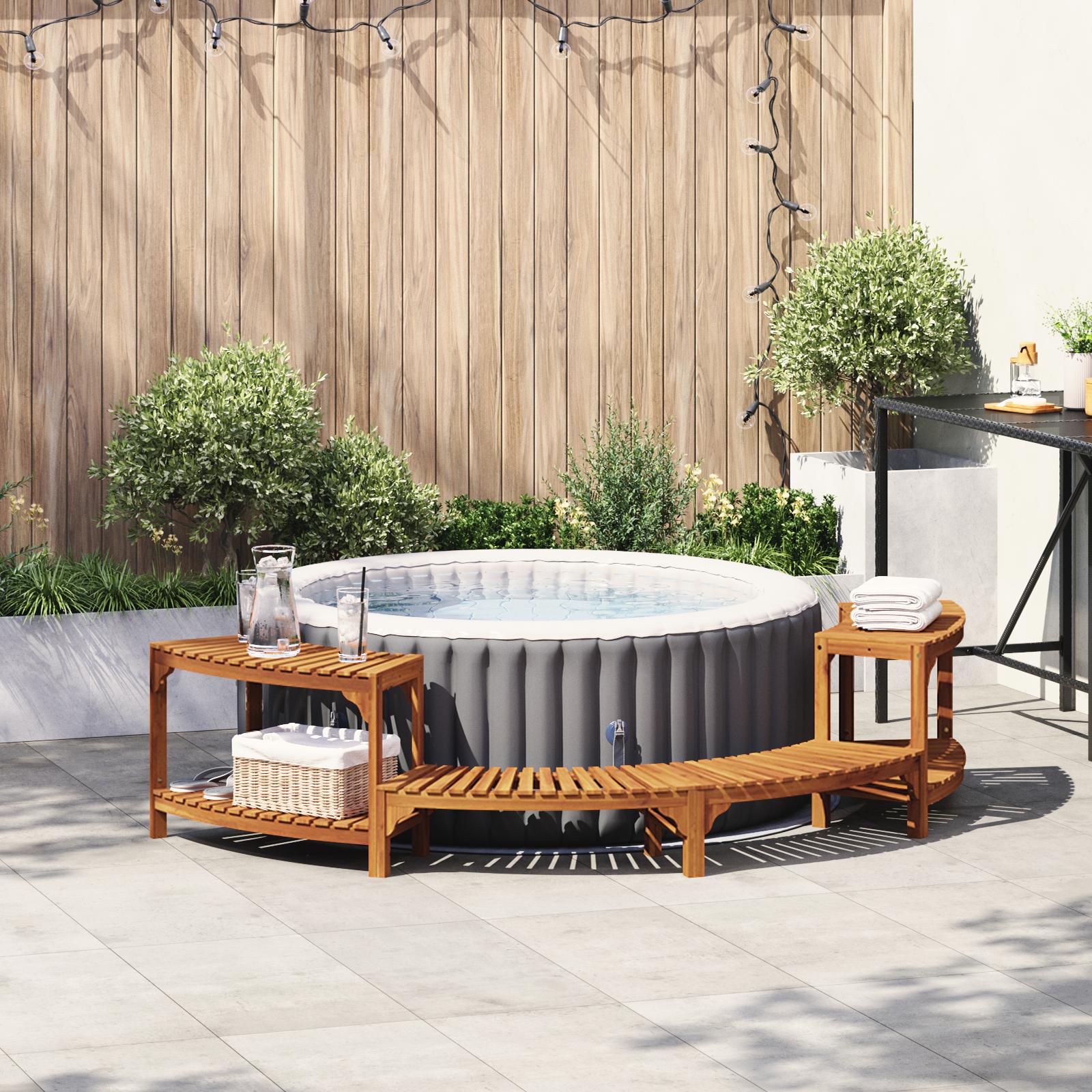 Spa omkreds halvrund 252x111.5x55.5 cm Massivt akacietræ