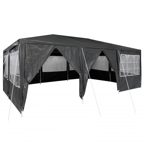 Festtelt med 10 sidetrapper antracit 6x4 m PE