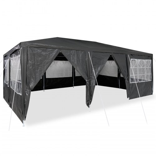 Festtelt med 10 sidetrapper antracit 6x4 m PE