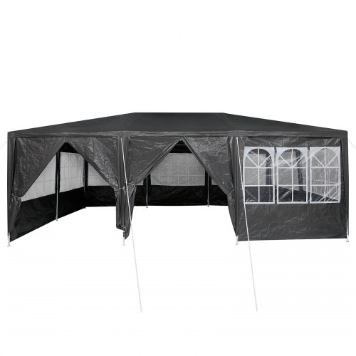 Festtelt med 10 sidetrapper antracit 6x4 m PE