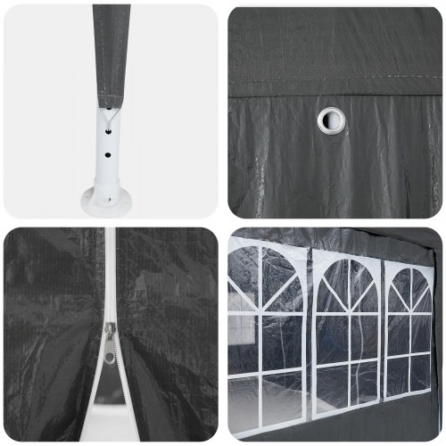 Festtelt med 10 sidetrapper antracit 6x4 m PE