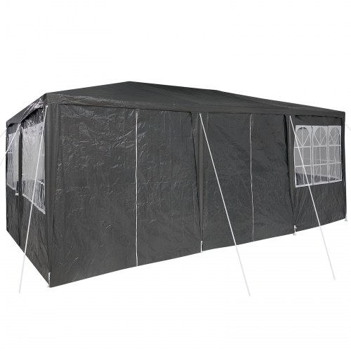 Festtelt med 10 sidetrapper antracit 6x4 m PE