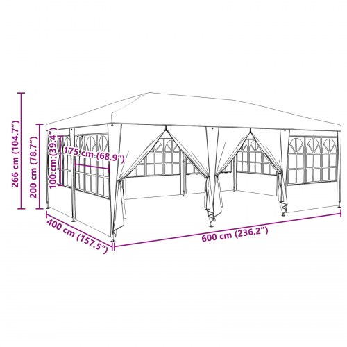 Festtelt med 10 sidetrapper antracit 6x4 m PE