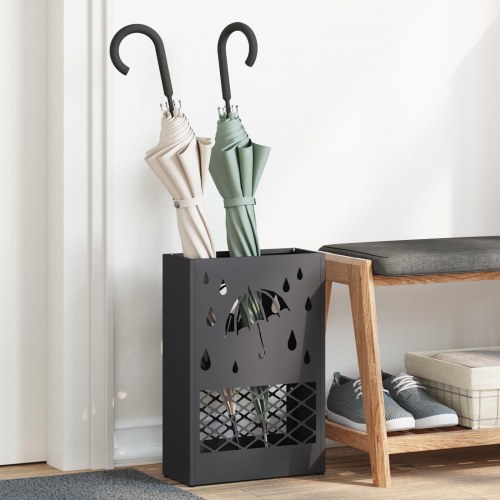 Paraplystativ Sort Metal Medium Paraplystativ Rektangulær