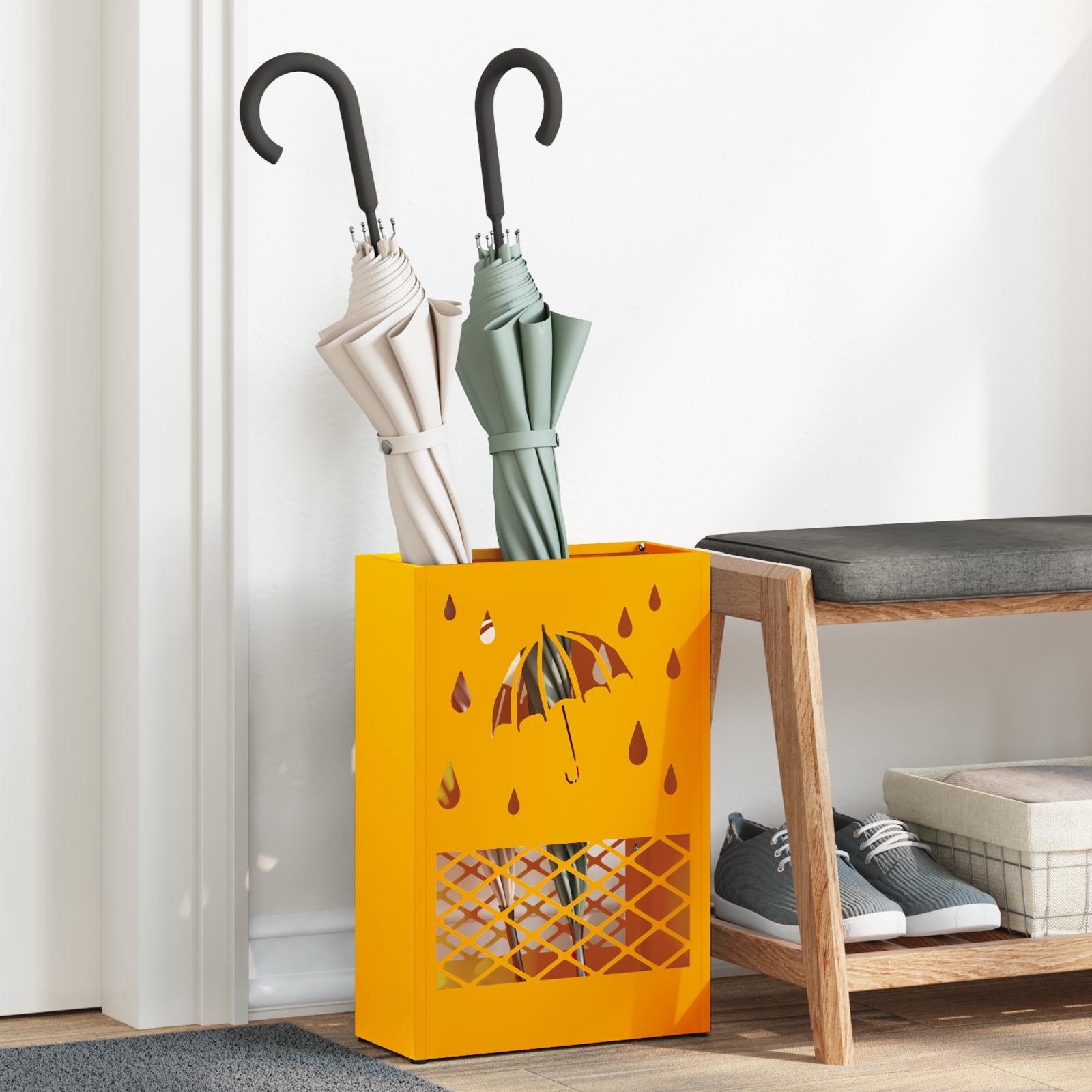 Parasolfod med opbevaring sennepsgul 28 x 12 x 41 cm Metal