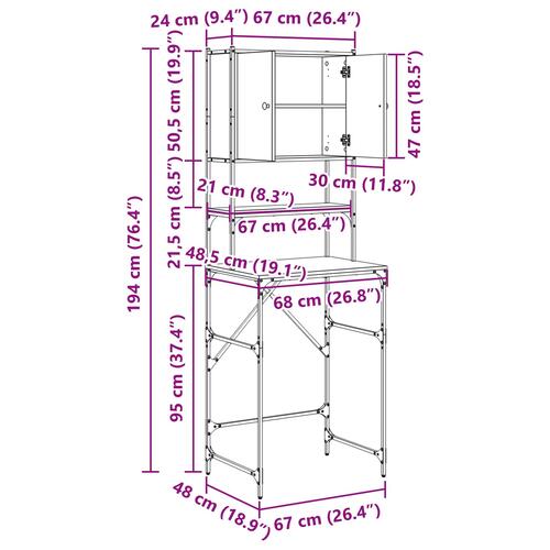 Vaskemaskine Skab Gammelt Træ 68x48.5x194 cm
