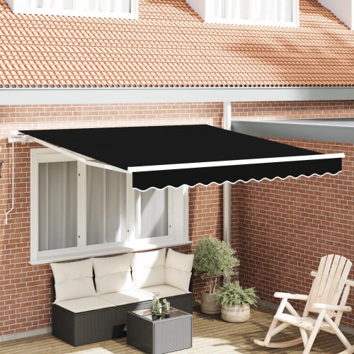 Manuel Udtækkelig Markise Sort 300x250 cm, Markise Erstatningsstof for 3x2.5 m Ramme Sort