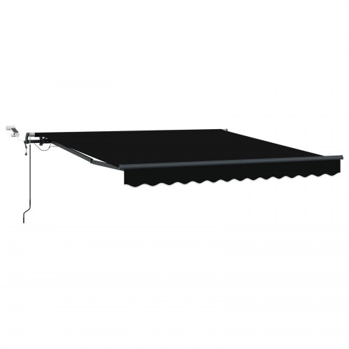 Automatisk Udtækkelig Markise med LED Sort 300x250 cm, Markise Erstatningsstof til 3x2,5 m Ramme Sort