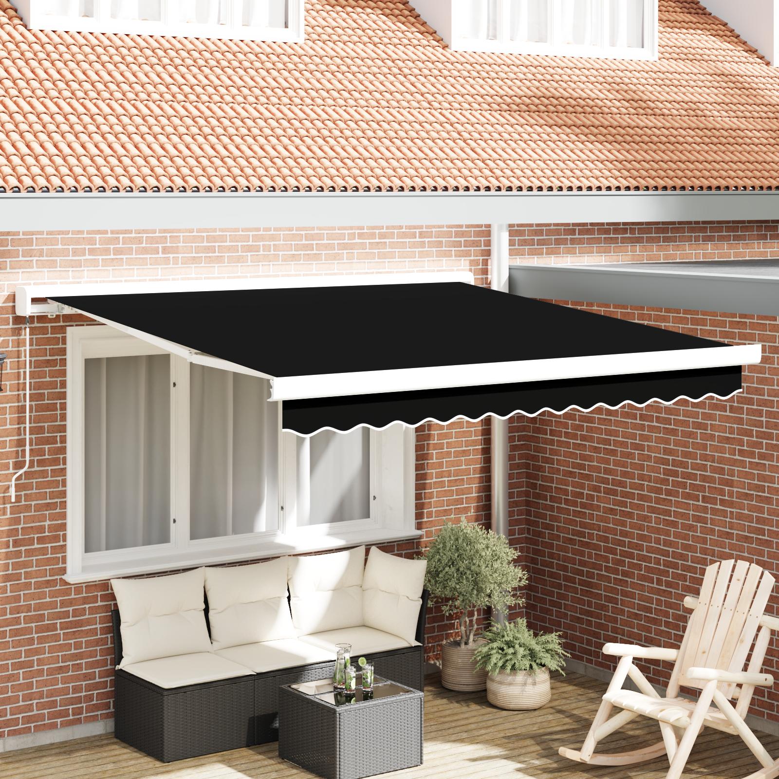 Udtrækkelig Markise Orange Og Brun 300 X 250 Cm Stof Og Metal - Sort / 300 x 250 cm / med hvid ramme