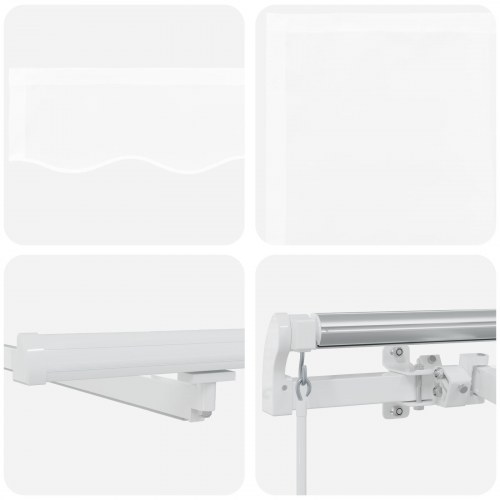 Manuel Udtækkelig Markise med LED Hvid 300x250 cm, Markise Udskiftning Stof til 3x2.5 m Ramme Hvid