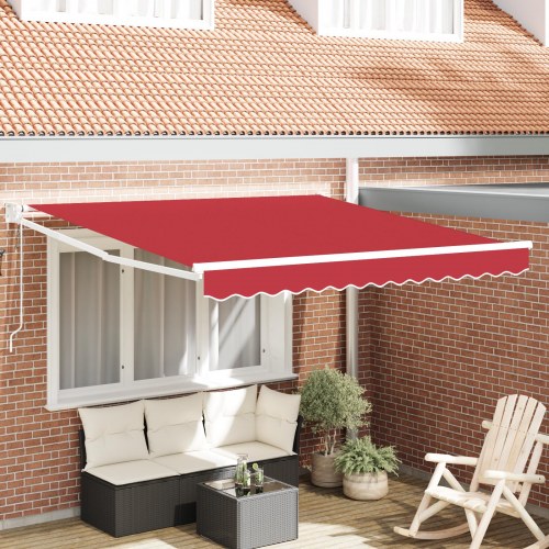 Automatisk Udtækkelig Markise Rød 300x250 cm, Markise Erstatningsstof til 3x2.5 m Ramme Rød