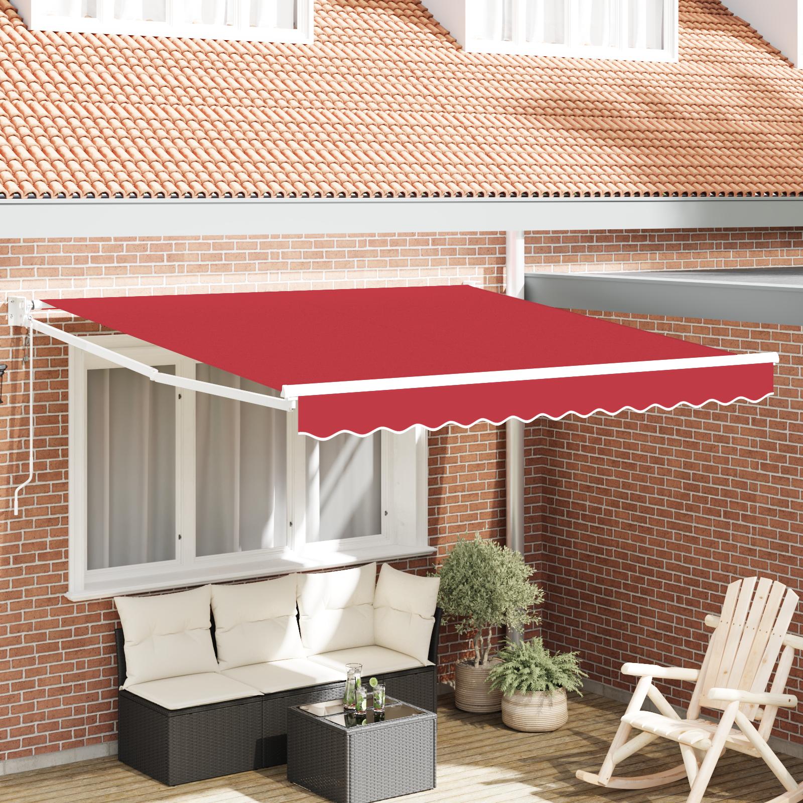 Udtrækkelig Markise Polyester Og Metal - Rød / 3 X 2,5 m / With white frame