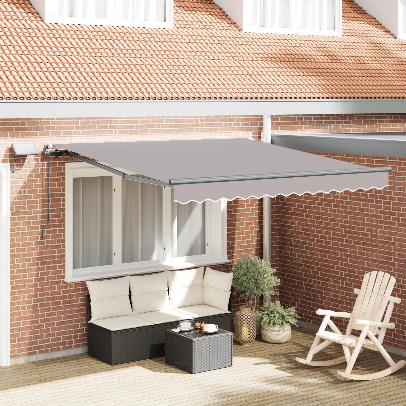 Utrækkelig Markise Lysegrå 300 x 250 cm Stof