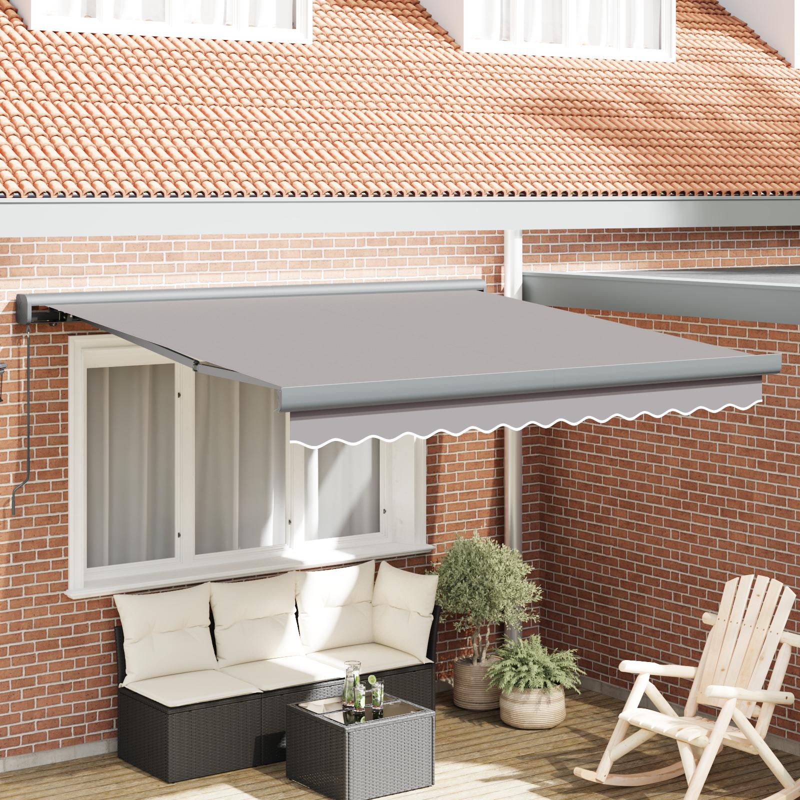 Utrækkelig Markise Lysegrå 300 x 250 cm Stof og Metal