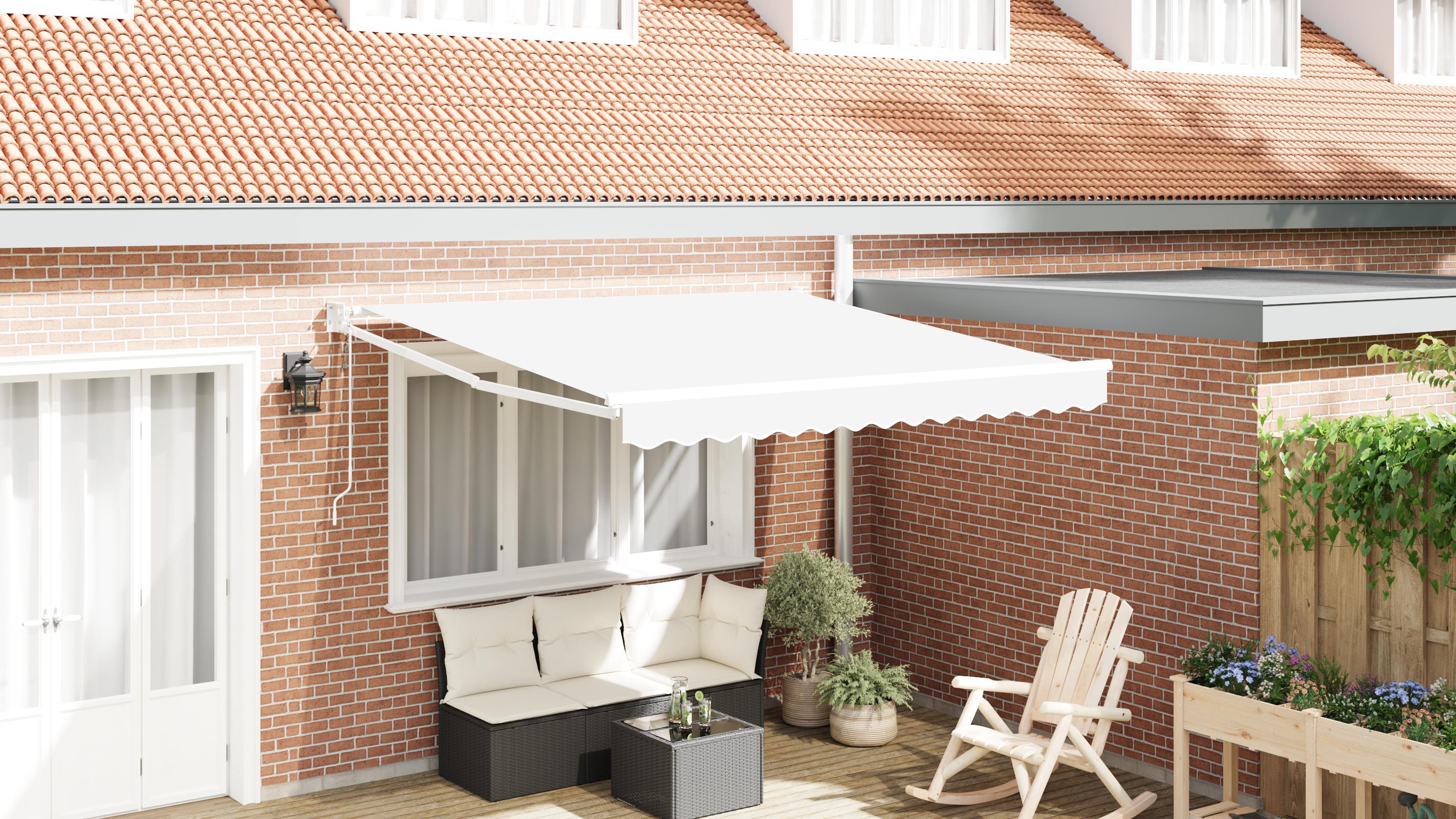 Udtrækkelig Markise Hvid 350 X 250 Cm Stof