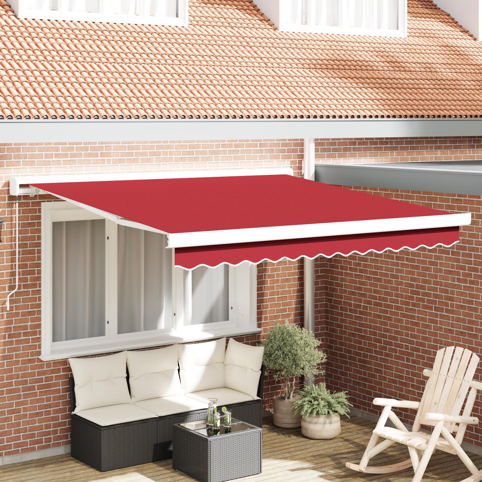 Udtrækkelig Markise Orange Og Brun 300 X 250 Cm Stof Og Metal - Rød / 300 x 250 cm / med hvid ramme