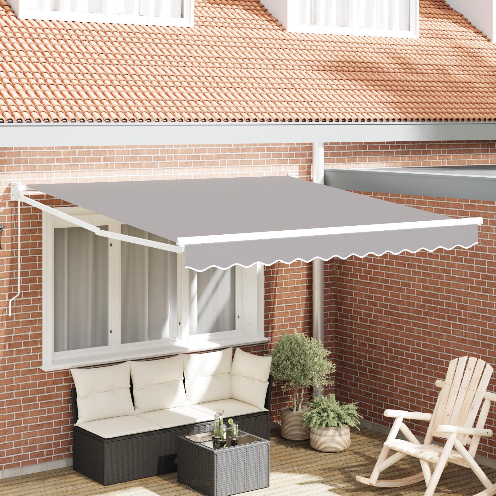 Utrækkelig Markise Lysegrå 350 x 250 cm Stof