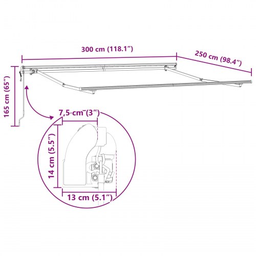 Automatisk Udtækkelig Markise Grøn og Hvid 300x250 cm, Markise Erstatningsstof til 3x2.5 m Ramme Grøn og Hvid