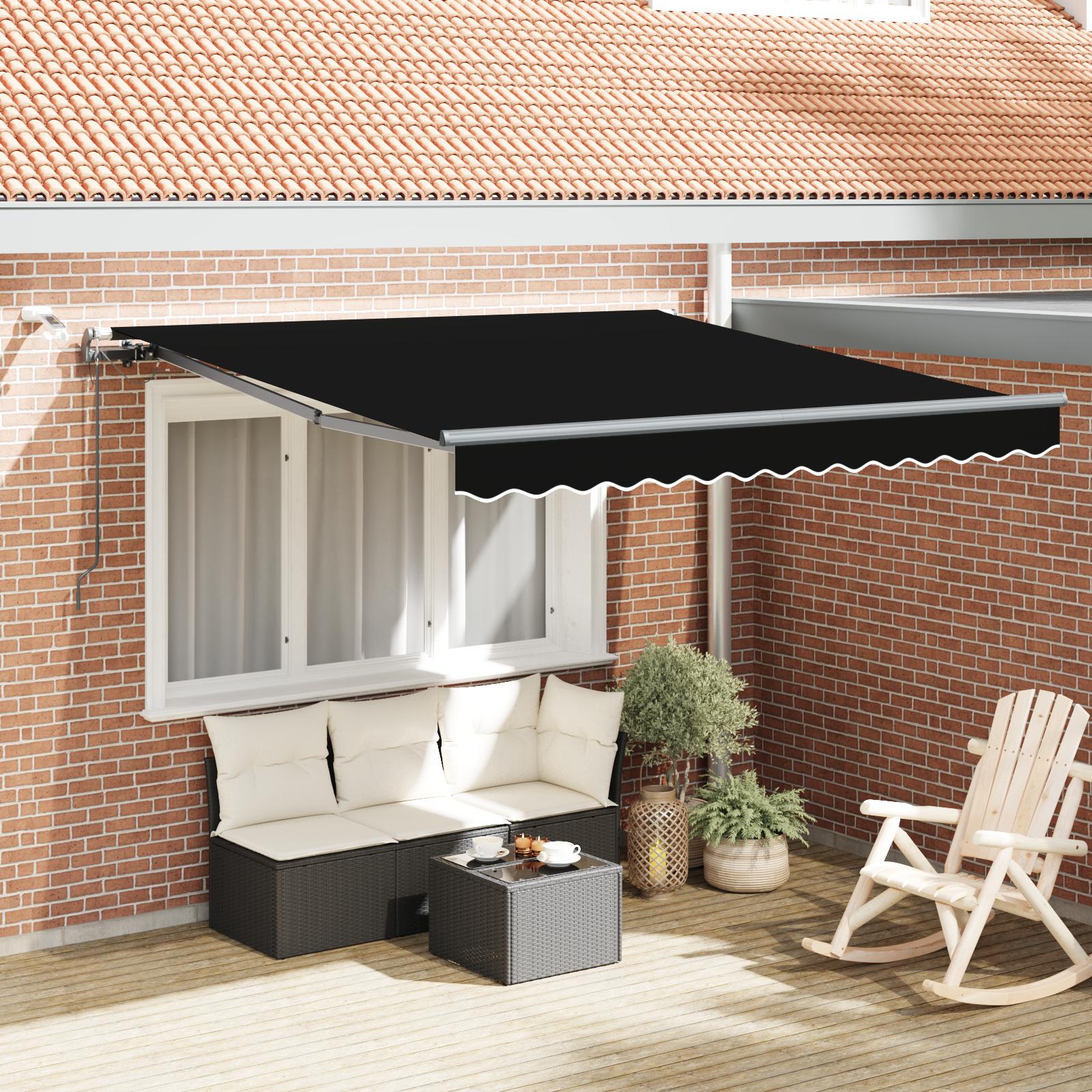 Utrækkelig Markise med Sort 350 x 250 cm Stof