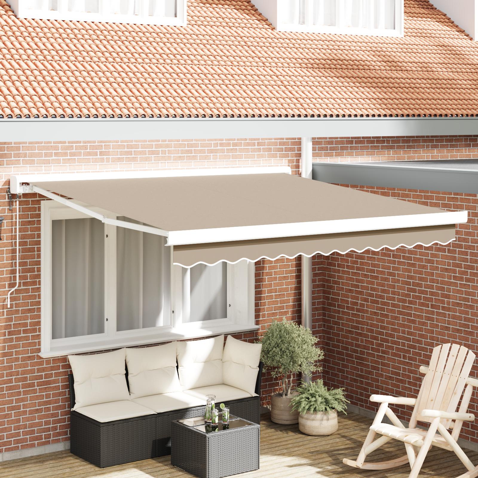Utrækkelig Markise Beige 350 x 250 cm Stof, metal