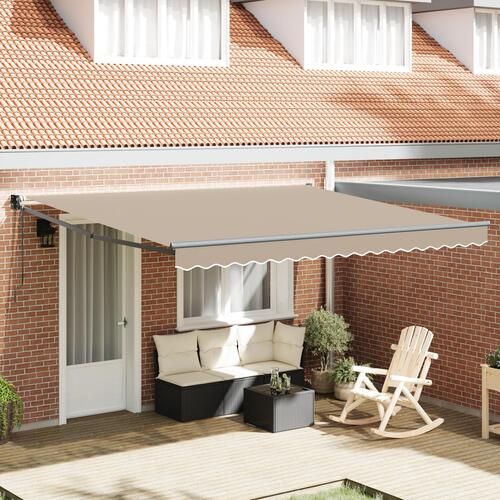Automatisk Udtækkelig Markise Beige 400x300 cm, Markise Erstatningsstof til 4x3 m Ramme Beige