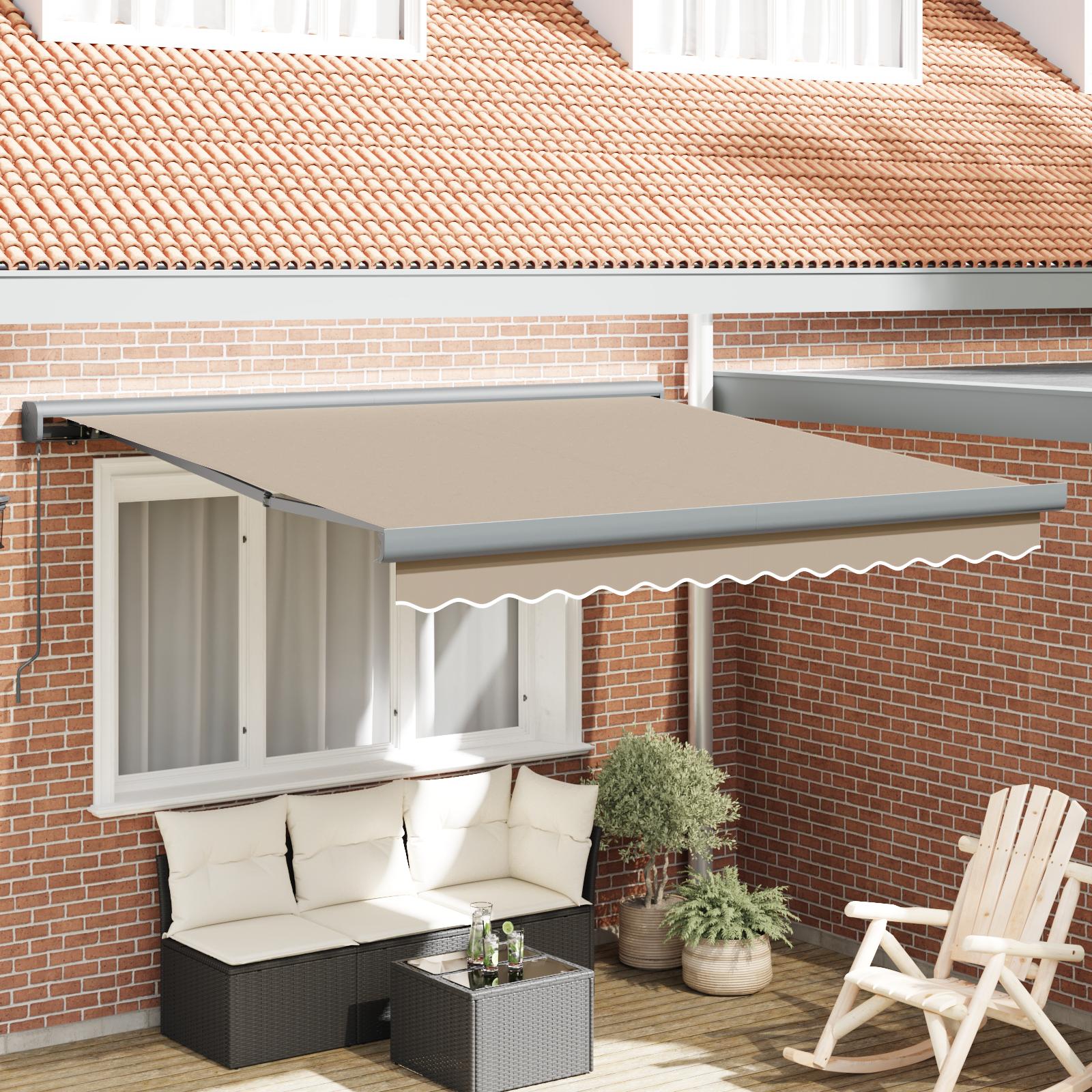 Utrækkelig Markise Beige 350 x 250 cm Stof og Metal