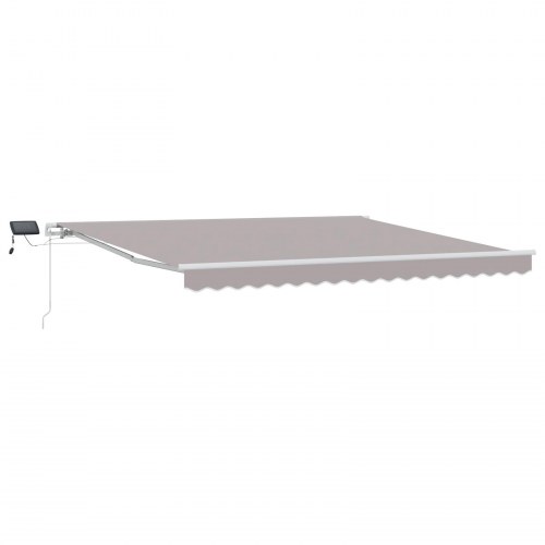 Manuel Aftagelig Markise med LED Lysegrå 400x300 cm, Markise Erstatningsstof til 4x3 m Ramme Lysegrå