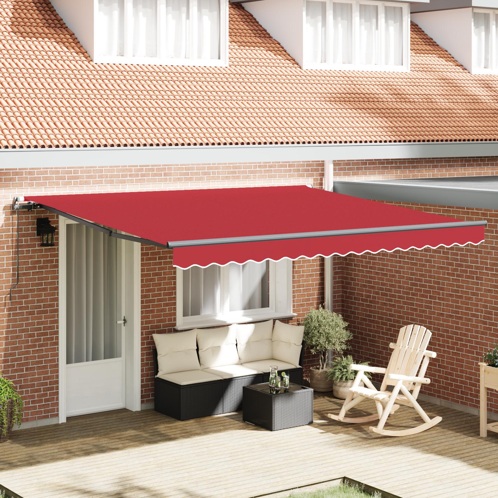 Udtrækkelig Markise Polyester Og Aluminium - Rød / 400 × 300 Cm / Med antracitramme
