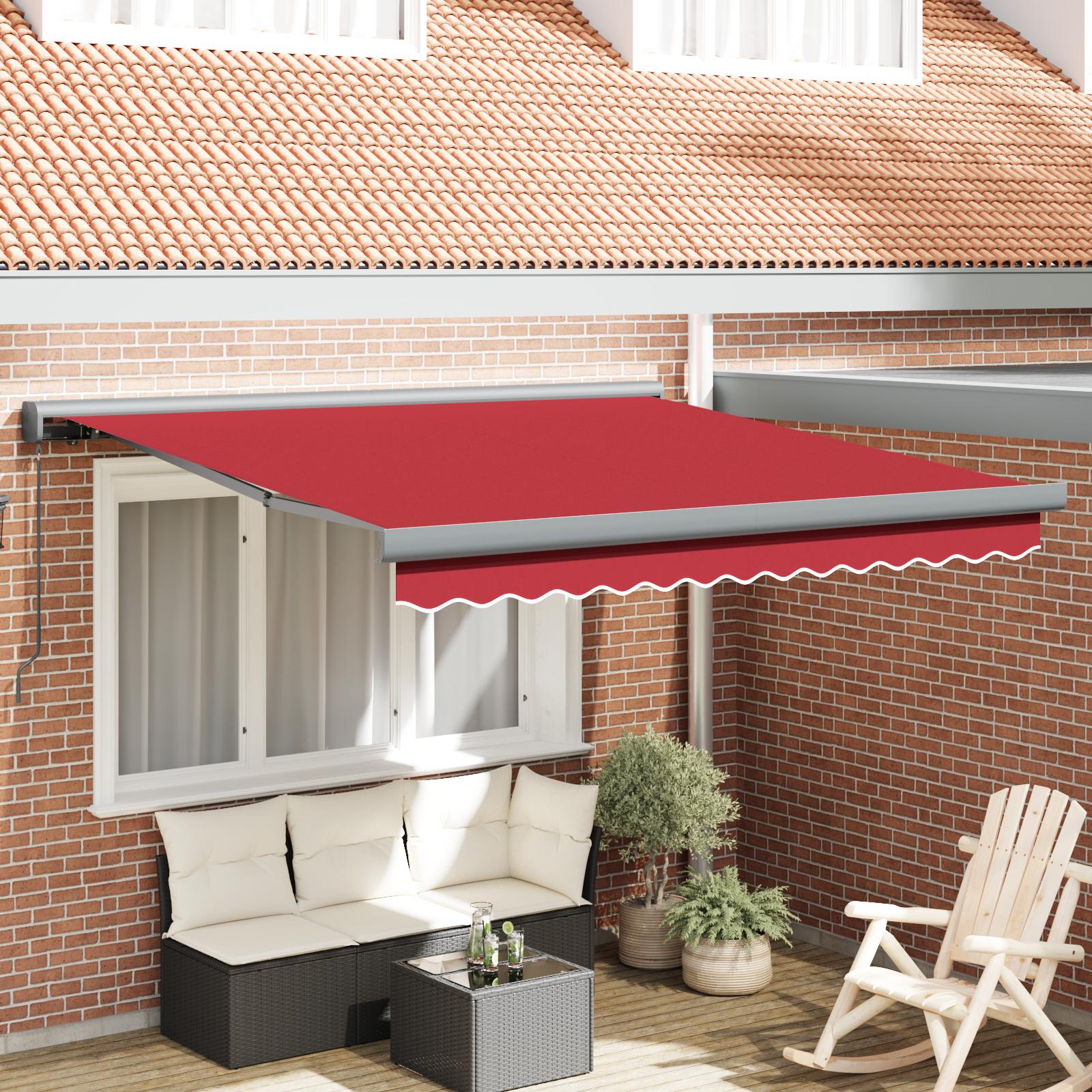 UtrÃ¦kkelig Markise RÃ¸d 350 x 250 cm Stof og Metal