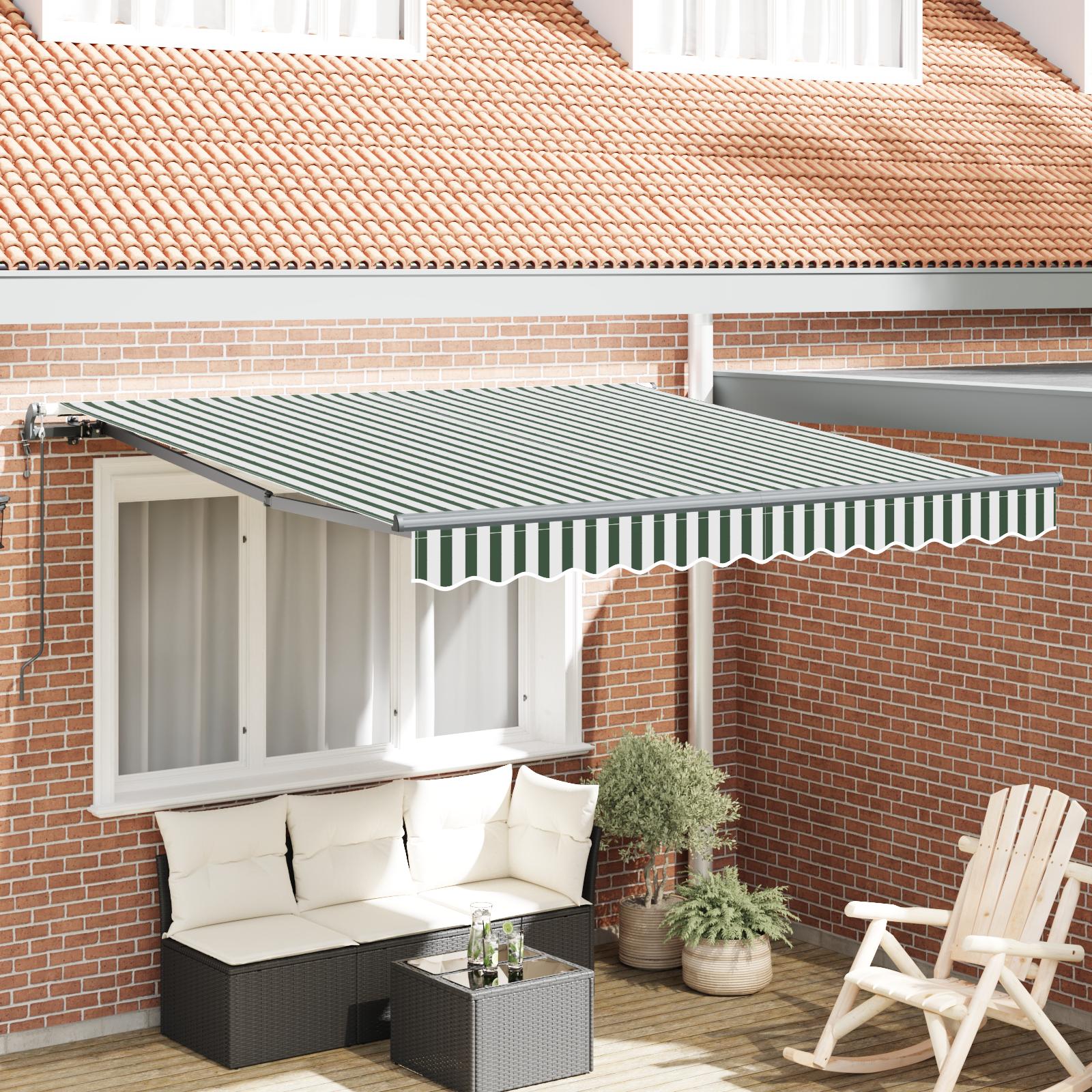 Utrækkelig Markise Grøn og hvid 350 x 250 cm Stof