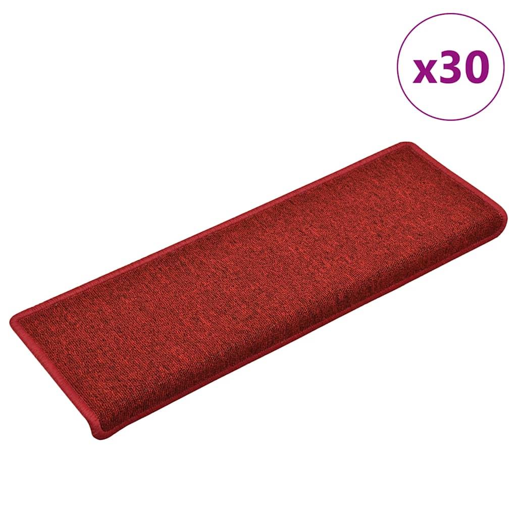 Trappemåtter 30 stk. 65x21x4 cm bordeaux rektangulær kant