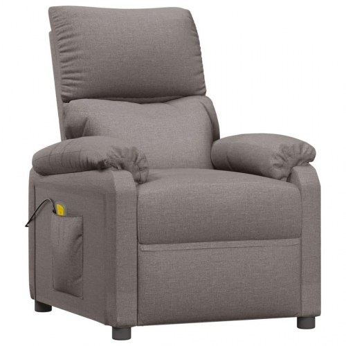 Massagestol i stof - gråbrun, manuel recliner med 6-punkts vibration