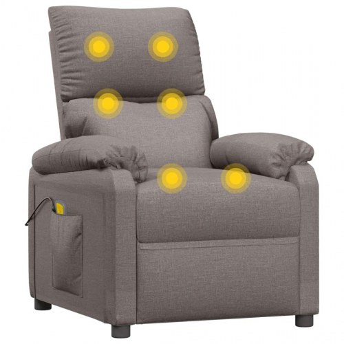 Massagestol i stof - gråbrun, manuel recliner med 6-punkts vibration