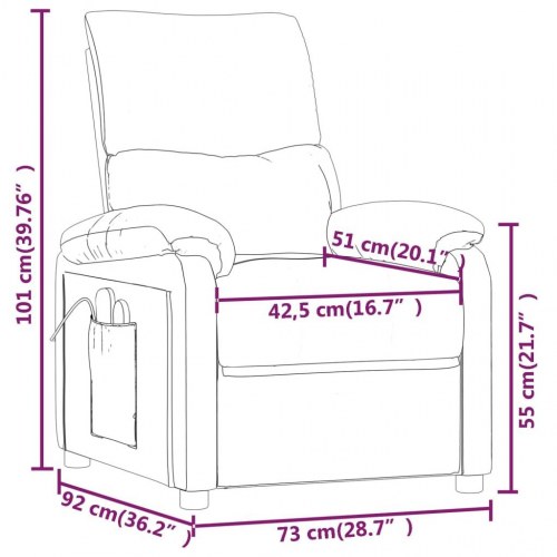 Massagestol i stof - gråbrun, manuel recliner med 6-punkts vibration