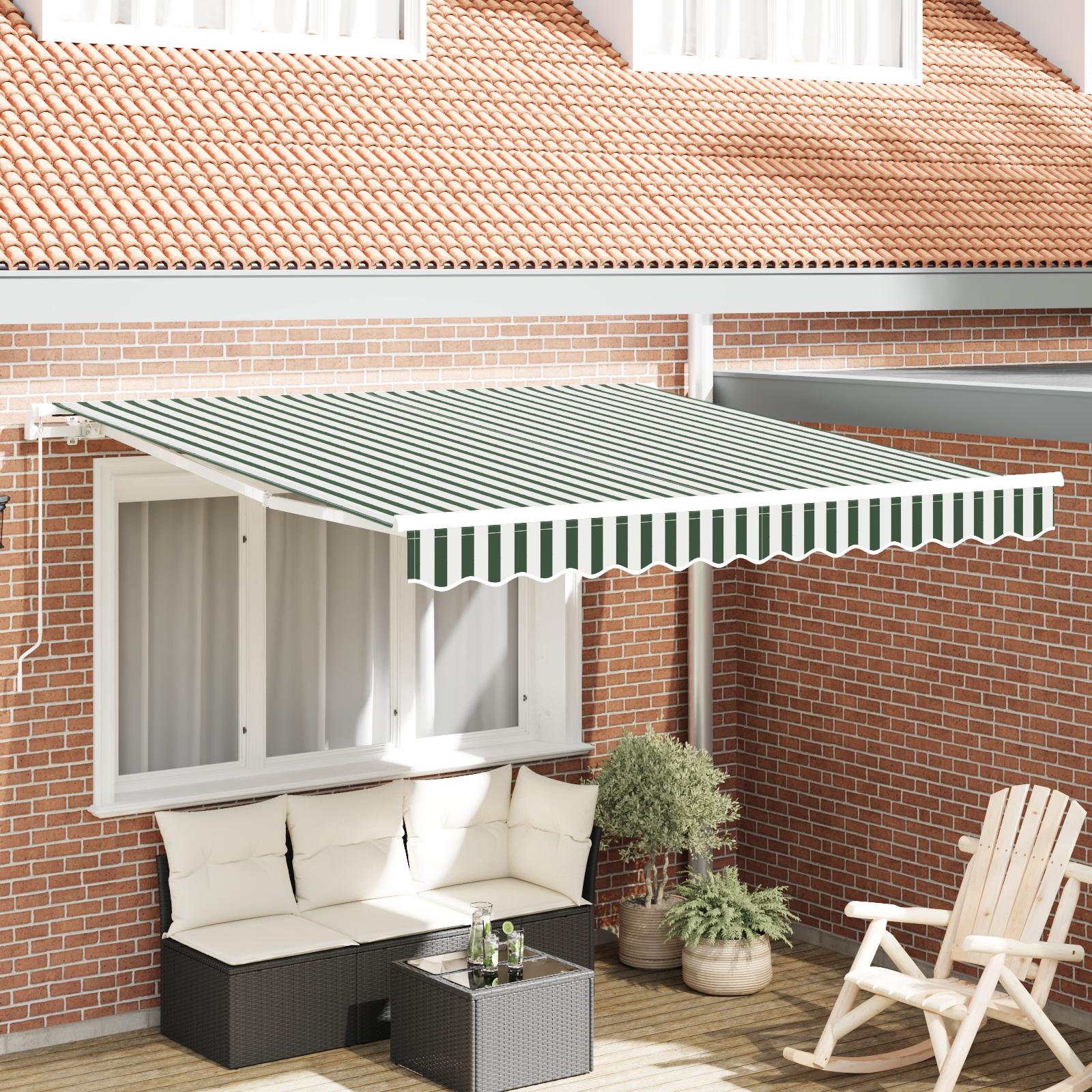 Utrækkelig Markise Grøn og hvid 350 x 250 cm Stof