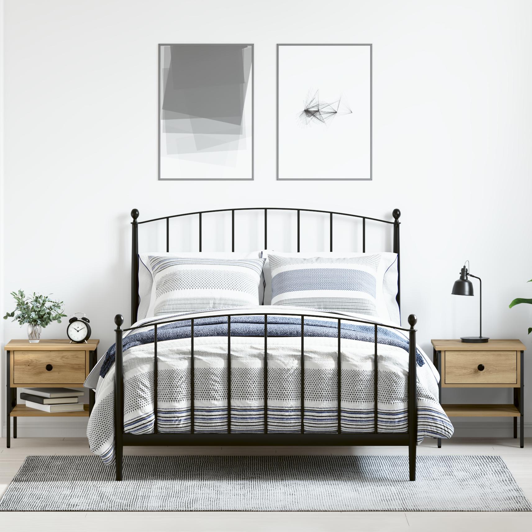 Sengeborde 2 stk - artisan eg 40 × 42 × 45 cm i laminat træ og metal