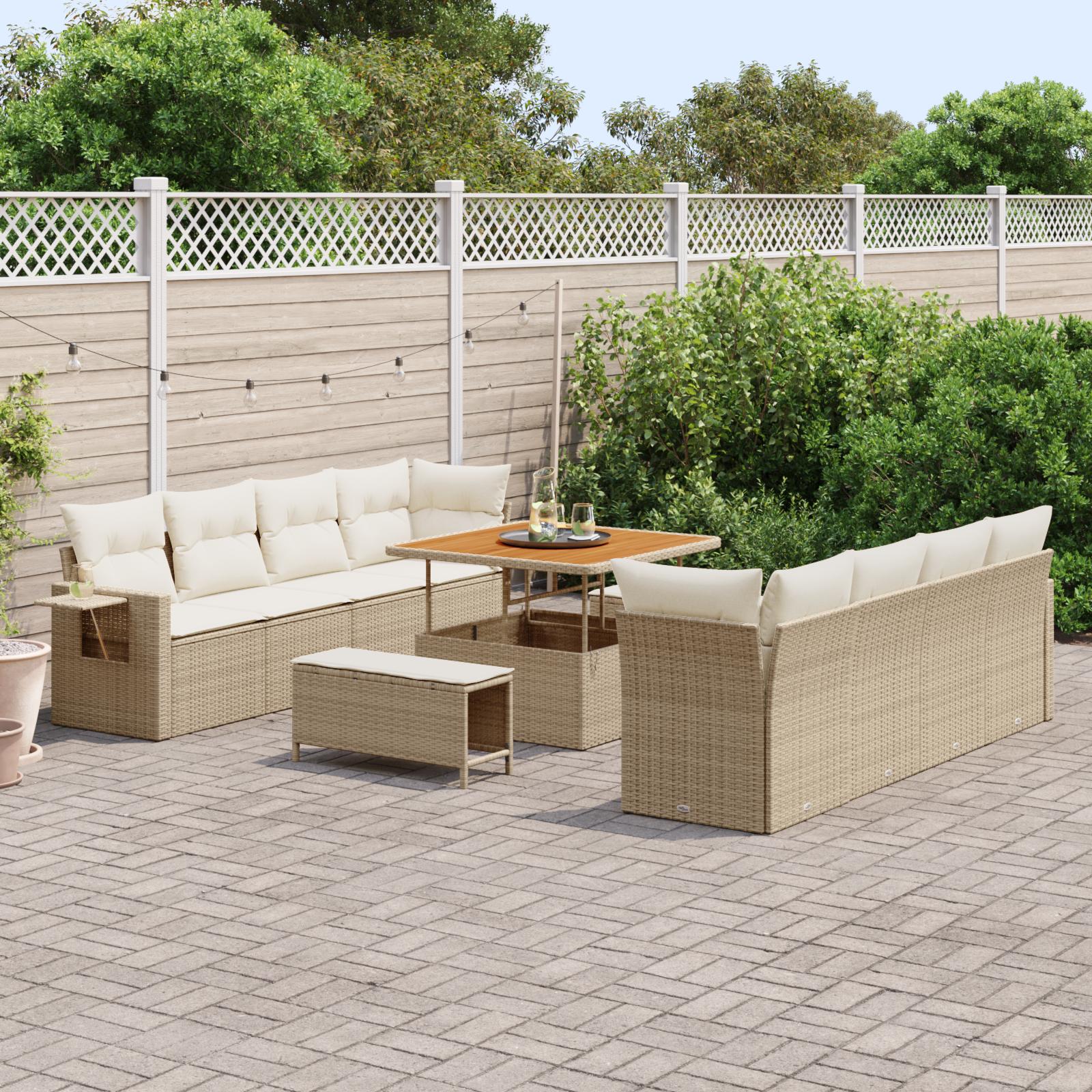 Havesofa Sæt 11 stk beige og cremefarvet 100 x 100 x 71 cm