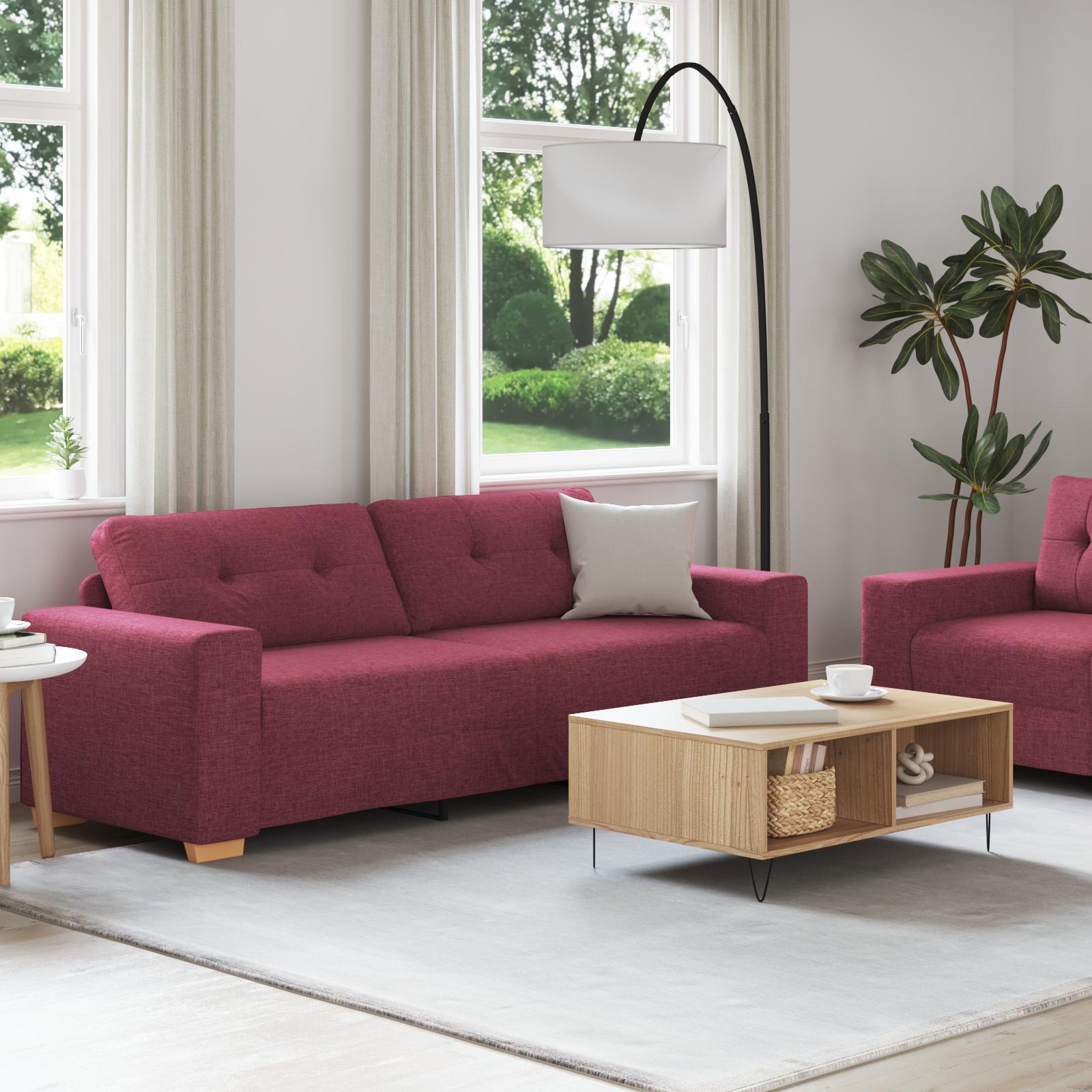 Sofa Sæt med pude med pude 2 stk Vinrød 221 x 78 x 80 cm Stof