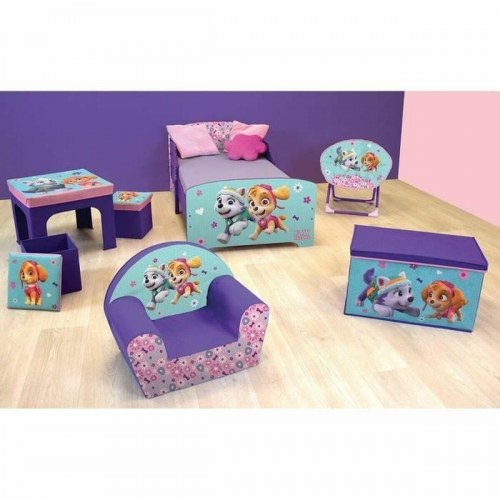 Fun House skammel med opbevaring - Paw Patrol, violet/grøn (30×30×30 cm)