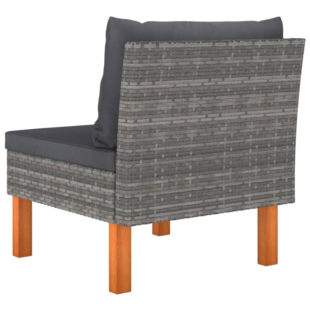 Midterdele til sofa 3 stk. polyrattan og massivt eukalyptustræ